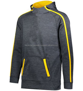 Custom <b>Men's</b> Slim Fit Grey <b>Hoodie</b> High Collar & <b>Yellow</b> Lining 100% Cotton Summer Style Digital Printing with Own Logo - Product Image 1