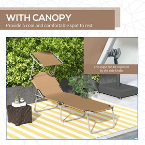 Outdoor Folding <b>Tanning</b> Chair with Sun Shade for Poolside Olefin Cushion on Aluminum Frame for Swimming <b>Pool</b> - Product Image 6