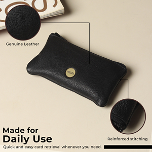 WRIZA Handcrafted PU Leather Short Key <b>Pouch</b> Zipper Key Case for <b>Men</b> Women Durable Organizer Compact Key Holder - Product Image 6
