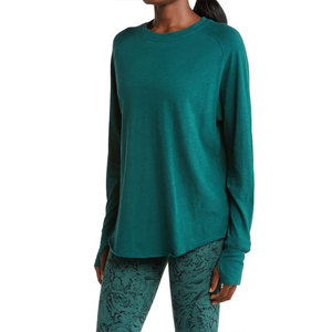 T-shirts décontractés d'été pour femmes grandes tailles, haute qualité, confortables, col rond, manches longues, motif uni, t-shirts écologiques - Product Image 3