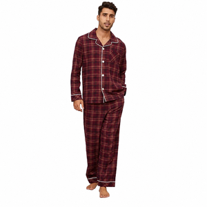 Conjunto de Pijama de Franela a Cuadros para Hombre, Manga Larga, 100% Algodón, Suave, Informal para Otoño, con Bolsillos, Lavable a Máquina, de Alta Calidad, 2 Piezas - Product Image 6