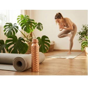 Immune support <b>Copper</b> <b>Water</b> <b>Bottle</b> With Lids Minimalist Design Portable Travel Drinkware Home Use - Product Image 1