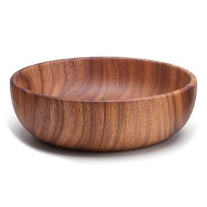 Precios más bajos: Tazón de madera con superficie pulida de forma redonda para servir alimentos, a la venta por exportadores. - Product Image 1