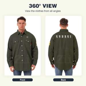 Camisas de Trabajo de Soldadura ZUNEZI ZI-7080, Resistentes al Fuego, 100% Algodón, Ropa de Soldador FR, Protección Contra el Calor, Protección de Nivel 500C - Product Image 4