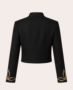 Premium Margot Robbie Cropped <b>Jacket</b> | Elite Napoleonic Statement Edition Wholesale Luxury Avant-Garde - Product Image 3