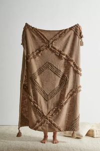Wholesale <b>Super</b> <b>Soft</b> Luxury Jacquard Cotton Tufted Eco-Friendly Decorative Throw <b>Blanket</b> with Long Fringes - Product Image 6