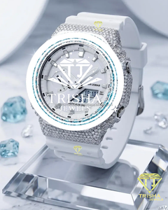 Blue VVS Moissanite <b>Diamond</b> <b>Watch</b> 925 Sterling Silver White Dial Luxury Iced Out Designer Timepiece - Product Image 1