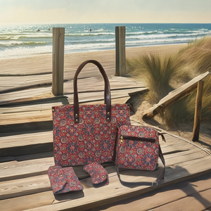 2025 mode bohème voyage MomTote sac étui à lunettes fronde enveloppe 4 pièces Combo ensemble pour maman bébé couche matelassé coton Logo - Product Image 1