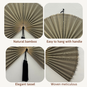 Ventilateur mural en bambou de haute qualité, noir et gris, ventilateur suspendu, style Japandi Wabi Sabi, ventilateur en bambou fabriqué par KingCraftViet - Product Image 4