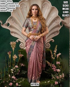 Sari Royal Amora en viscose et soie, traditionnel, infroissable et absorbant l'humidité, pour femmes, idéal pour les mariages et les occasions festives - Product Image 1
