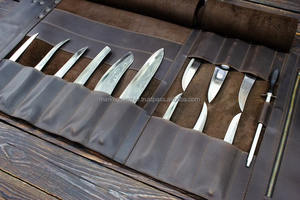 Étui de protection anti-odeur en cuir véritable pour couteaux de chef, boîte de rangement pour couteaux de cuisine, organiseur professionnel d'outils culinaires pour la cuisine - Product Image 2