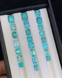 พลอยอะพาไทต์สีพาราอิบาธรรมชาติ สีน้ำเงินอมเขียว ทรงเหลี่ยม รูปทรงต่างๆ สำหรับทำเครื่องประดับ - Product Image 5