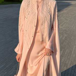 Embellished Hooded Long Sleeve <b>Loose</b> Fit Modest Abaya Cape Style Muslim Maxi <b>Dress</b> Elegant Islamic Kaftan Dubai Style Farasha - Product Image 4