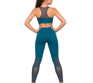 Breathable Lightweight Plus Size Simple Seamless Yoga <b>Bra</b> Leggings Set <b>Sheer</b> Panel Crop Top Two Piece Activewear For Women - Product Image 2