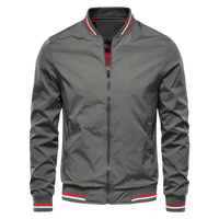 Blouson bomber léger et respirant pour homme, à col montant, avec logo sur le devant, poches zippées, coupe-vent pour l'automne, style décontracté