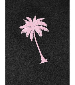 เสื้อยืดคอกลมสีดำพิมพ์ลายต้นปาล์มสีชมพูเล็กน้อย จับคู่กับกางเกงขาสั้นพิมพ์ลายใบไม้เขตร้อนสีชมพู - Product Image 3