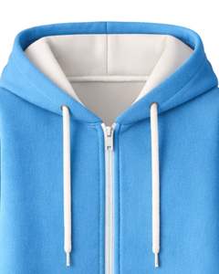 Sudadera con capucha larga con cremallera, color azul cielo, abrigo de invierno de forro polar para mujer, ropa exterior informal de gran tamaño con bolsillos, OEM, fábrica personalizada - Product Image 3
