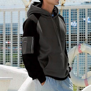 Sweat-shirts à capuche personnalisés pour hommes, en polaire, à blocs de couleur, à manches longues, 100% polyester, doux, chauds et anti-déchirure - Product Image 6