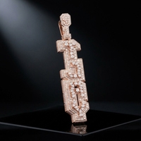 Colgante con Letra Personalizada, Diamantes Cultivados en Laboratorio, Corte Brillante, Oro Sólido de 10K, Oro Rosa, Joyería Hip Hop para Mujer