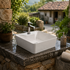 Square Bathroom Sink Wall Mount Minimalist Design Smooth Surface White 5 Year Warranty Made in India Laser Printed Logo - Product Image 6