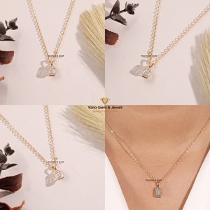 Pendentif classique serti clos, taille émeraude, 1,00 carat, couleur D, clarté VVS2, or massif 14K, diamant de laboratoire CVD certifié IGI - Product Image 5