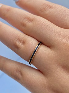 Women's 9K <b>Gold</b> Sapphire Eternity Band <b>Ring</b> Channel-<b>Set</b> Rectangular Natural Stone Classic Engagement Jewelry-September - Product Image 2