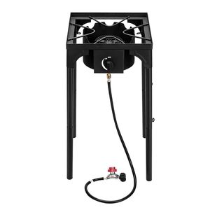 Fornello a Gas Propano ad Alta Pressione, Bruciatore Singolo 75000 BTU, per Cucina all'Aperto, Campeggio, Patio, Portatile in Ghisa e Titanio - Product Image 1