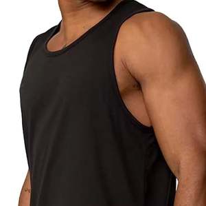 เสื้อกล้ามออกกำลังกายผู้ชาย ดีไซน์หลากหลาย ระบายอากาศได้ดี สีดำล้วน ชุดกีฬา ผลิตโดยผู้ผลิต OEM สำหรับฟิตเนส - Product Image 5