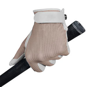 Gant de golf pour femme en cuir Cabretta, paume beige, dos en maille respirant, léger, extensible, adhérence douce, main gauche - Product Image 5