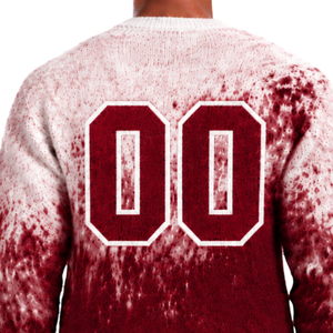 Maroon and <b>White</b> Gradient <b>Men</b> <b>Sweater</b> Crew Neck Long Sleeve Knitted Pullover Custom Casual Streetwear Winter Fashion Wholesale - Product Image 4