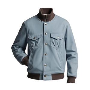 Chaquetas de cuero para motocicleta, personalizadas en colores y con logotipo, para hombre, en oferta, premium, a prueba de viento, con cierre de cremallera. - Product Image 2