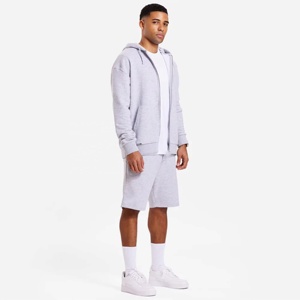 Custom 100% Cotton OEM Grey Zip Up Hoodie Full Zip Heavyweight Fleece Oversized Plain Mens Zip Up Hoodie - Product Image 3