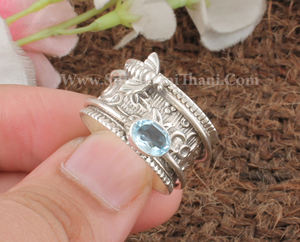 Anillo de Abeja con Topacio Azul Natural al por Mayor, Plata de Ley 925 con Engaste de Bisel, Diseño de Insecto, Joyería Clásica de Noviembre - Product Image 5