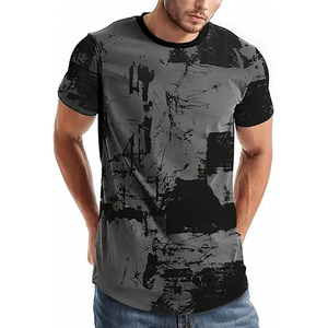 เสื้อยืดคอกลมแขนสั้นทรงปกติสำหรับผู้ชาย พิมพ์ลายสกรีนสีเทาดำ ผ้าเจอร์ซีย์ลำลอง ระบายอากาศได้ดี แห้งเร็ว น้ำหนัก 220 กรัม - Product Image 1