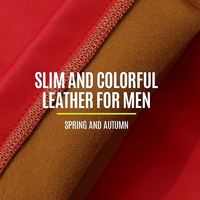 Nuevo y de Alta Calidad: Ropa de Club de Color Rojo Sólido, Ajustada, Ligera, Ultraelástica, con Cierre, de Cuero Sintético, Informal