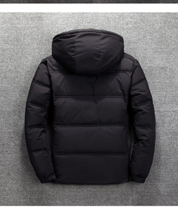 Unisex <b>Red</b> <b>Hooded</b> Puffer <b>Jacket</b> Solid Color Windproof Zipper Closure Casual Winter Outerwear Standard Polyester Coated Stand - Product Image 4