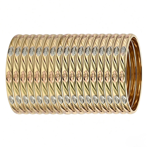 Bracelet ethnique pour femme en or, de luxe, à trois tons, texturé, design moderne, gravé CNC, de haute qualité, élégant, géométrique, ajouré - Product Image 1