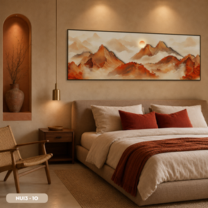 OEM - ODM Peinture murale en soie paysage montagneux forestier, Œuvre d'art traditionnelle faite à la main, Modèle NUI3-10, Origine Vietnam - Product Image 5