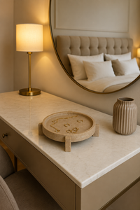 Bol en travertin naturel sculpté à la main, résistant à la chaleur, compatible four, biodégradable, plateau de service, plat à fruits, beige, méditerranéen - Product Image 6