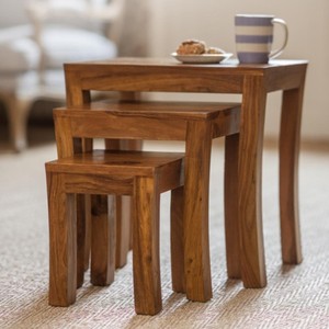 Wholesale Decorative Sheesham Wood Nesting <b>Stools</b> Set with Mid Century Modern Design From India - Product Image 2