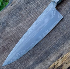 Couteau de chef en acier Damas de style japonais, couteau de cuisine haut de gamme, manche ergonomique en bois, fabricant OEM ODM - Product Image 3