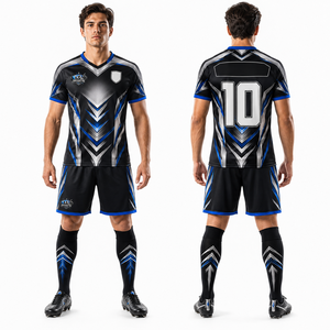 Maillot et short de football personnalisés, design sur mesure, tissu en polyester mesh extensible, impression sérigraphique, vêtements de sport - Product Image 1