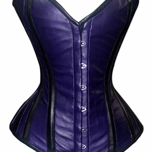 Purple <b>Leather</b> Corset Women Firm Control Shaper Hook-and-Eye Closure Daily Wear Adult Size - Product Image 1