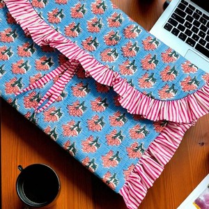 Precioso Neceser de Tela con Cierre de Cordón, Diseño Floral Azul y Rosa, Tamaño Mediano, Multifuncional, Portátil, para Viaje - Product Image 4
