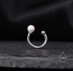 Manchette d'oreille en argent sterling sans perçage, avec perle, argent, or ou or rose, simple et minimaliste - Product Image 4