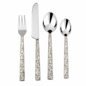 Ensemble de couverts en acier inoxydable forgé à la main avec des poignées texturées martelées, finition polie miroir, élégants ustensiles de table pour la décoration de la restauration fine - Product Image 5