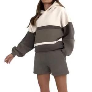 Custom Women's <b>Tracksuits</b> Heavy Weight 500 GSM 350 GSM <b>Polyester</b>/Cotton Fleece Embroidered Oversized Hoodie Shorts - Product Image 4
