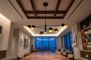 โคมไฟระย้าดีไซน์ศิลปะทันสมัย สไตล์นอร์ดิกอุตสาหกรรมเรียบง่าย โคมไฟเพดานเหล็ก LED สำหรับห้องนั่งเล่นและห้องรับประทานอาหาร - Product Image 3