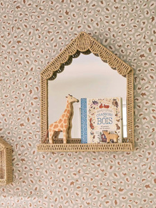 Espejo de Pared con Forma de Casa Hecho a Mano con Cuerda de Papel y Estante, Espejo Decorativo de Mimbre Estilo Montessori para Cuarto de Niños - Product Image 4