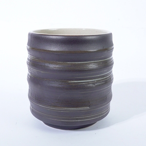 Mug à thé en céramique côtelée avec bordure émaillée ambre pour café, restaurant, hôtel - Product Image 4